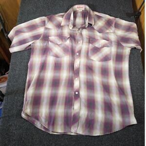 Saddlebrook Purple Plaid Pearl Snap Western Shirt XL